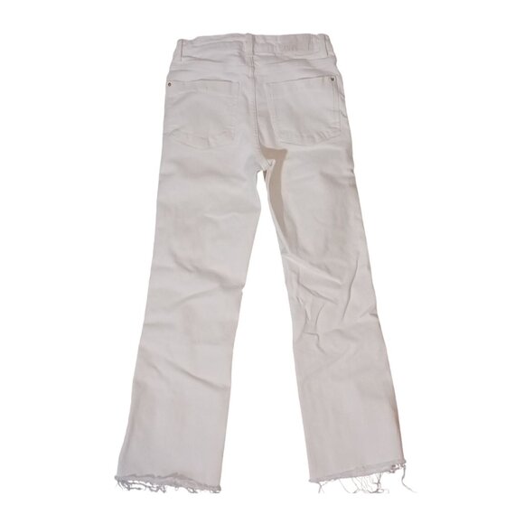 Zara Womens White High-Rise Cropped Flare Raw Hem Jeans Size 4‎ Denim - Picture 5 of 9